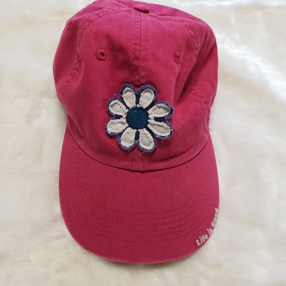 Life is Good Pink Flowered Hat